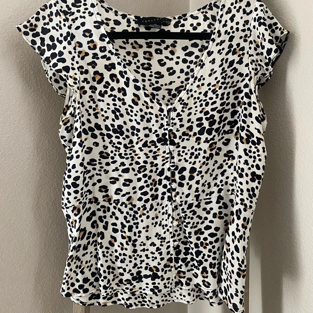 Sanctuary Animal Print Blouse - XS